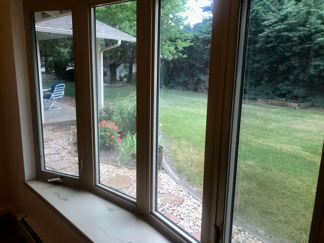 a view of backyard from window