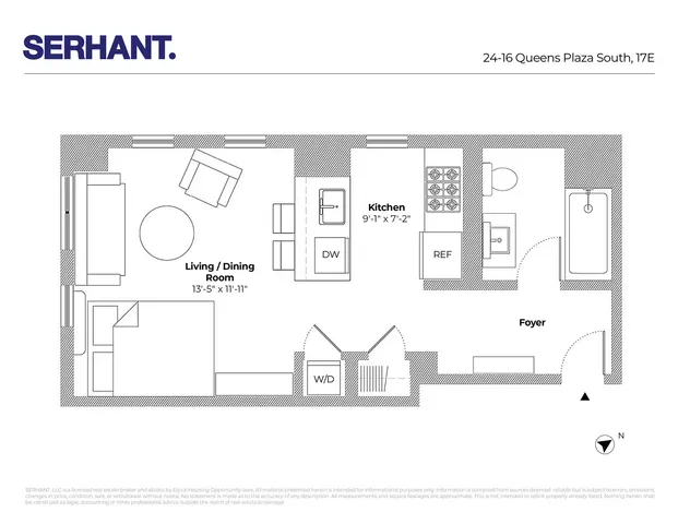 a view of a hall with furniture and large windows