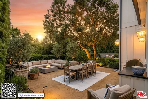 an outdoor space with furniture for seating