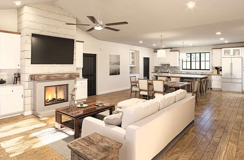 3952 Highline Oaks East Conroe, TX 77306 - Photo 2 of 6 a living room with furniture fireplace and flat screen tv