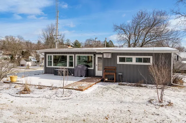 a view of a yard with a snow