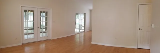 an empty room with windows