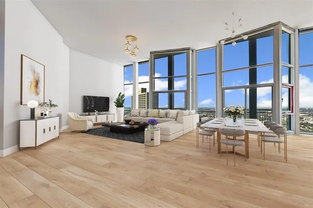 a living room with furniture