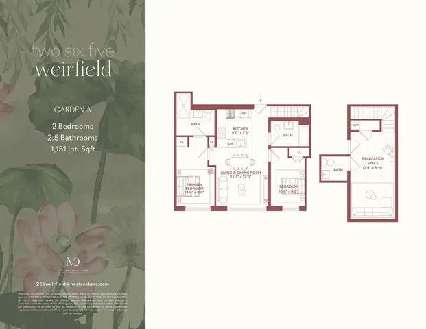 a lobby with furniture and flowers