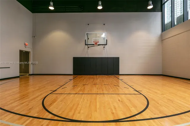 a view of swimming pool from a balcony