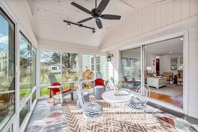 a outdoor living space with furniture