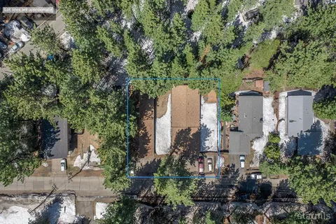 a view of a city with lush green forest