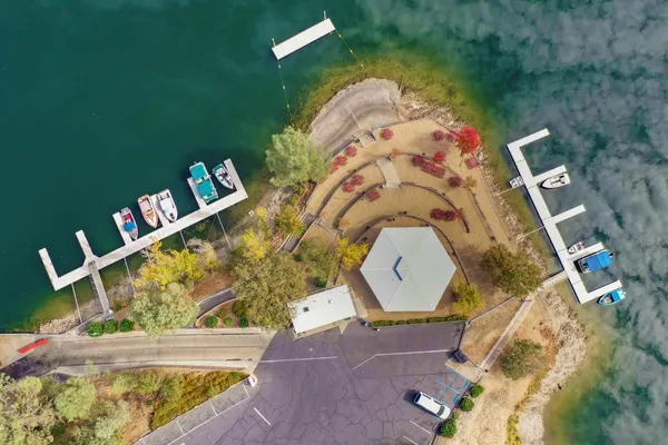 an aerial view of a house