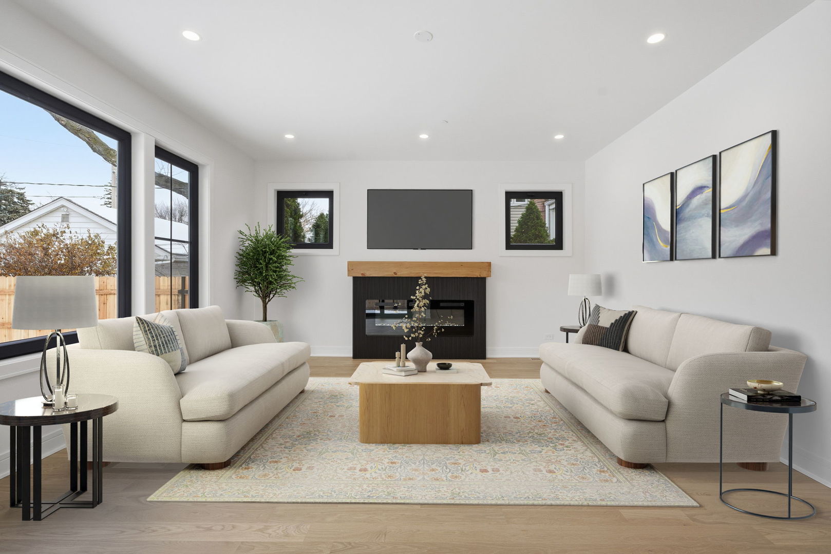 1100 Lois Avenue Park Ridge, IL 60068 - Photo 9 of 41 a living room with furniture a fireplace and a large window