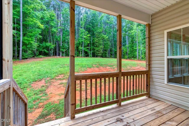 a view of a wooden deck