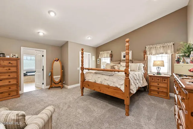 a view of a big yard with potted plants and large trees