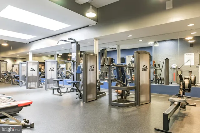 a view of a room with gym equipment