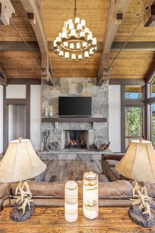 242 Point View Place Breckenridge, CO 80424 - Photo 8 of 47 a living room with furniture and a fireplace