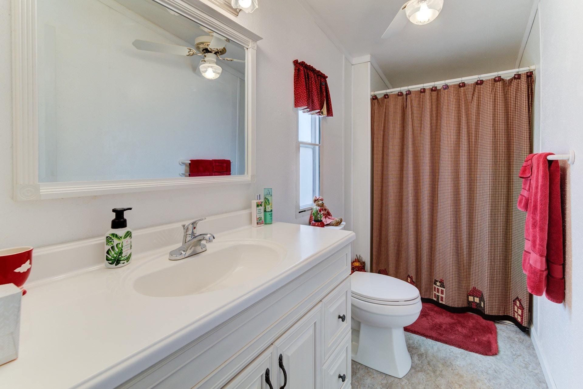 1577 Carroll Road Goodview, VA 24095 - Photo 22 of 40 a bathroom with a sink vanity mirror and toilet