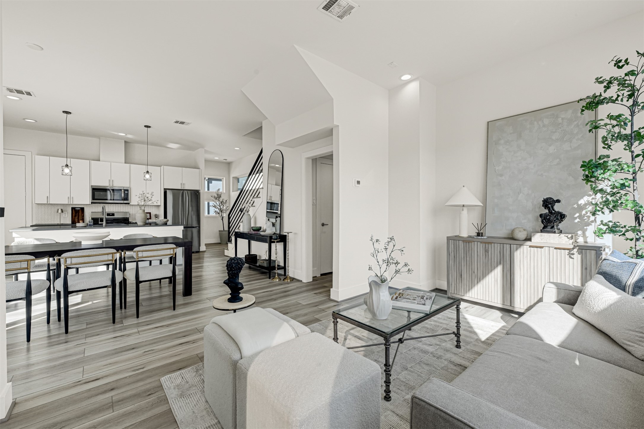 3313 Baer Street Houston, TX 77020 - Photo 14 of 35 a living room with lots of furniture and kitchen view