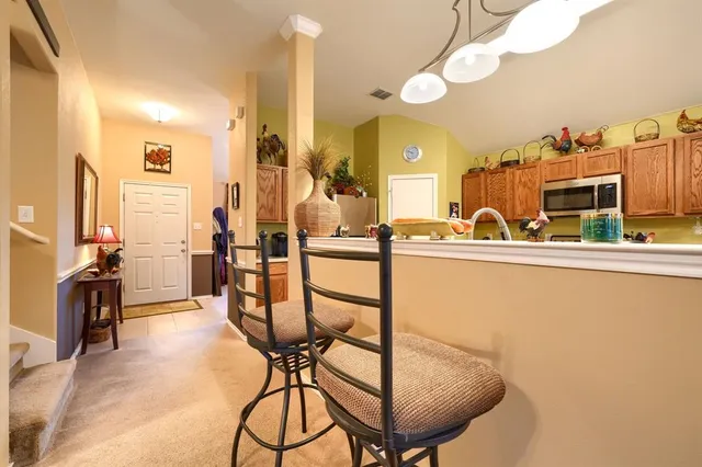 a bedroom with a bed and furniture