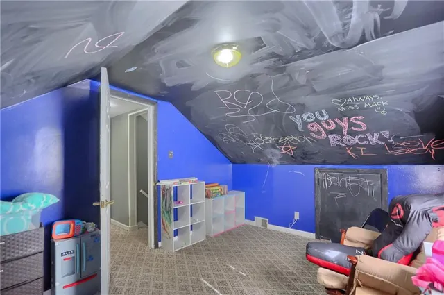 a view of a room with shelves