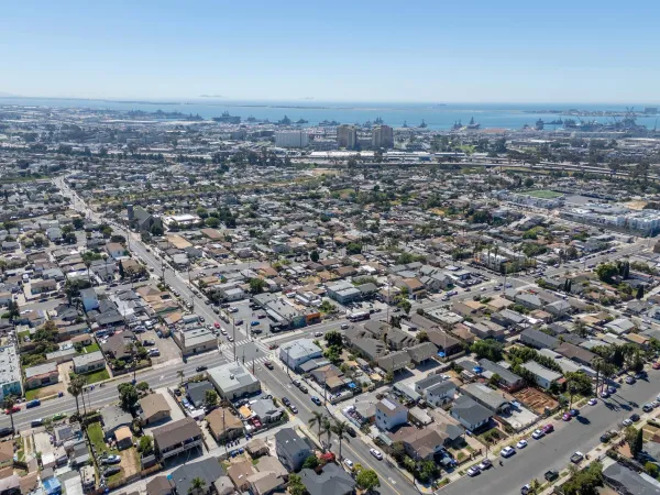 an aerial view of a city with lots of residential buildings