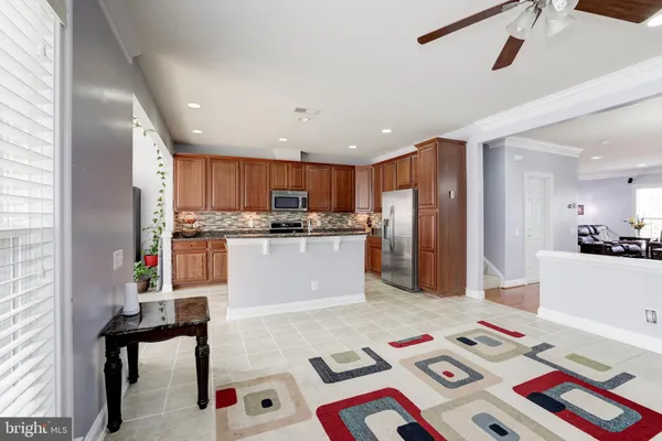 a large kitchen with cabinets