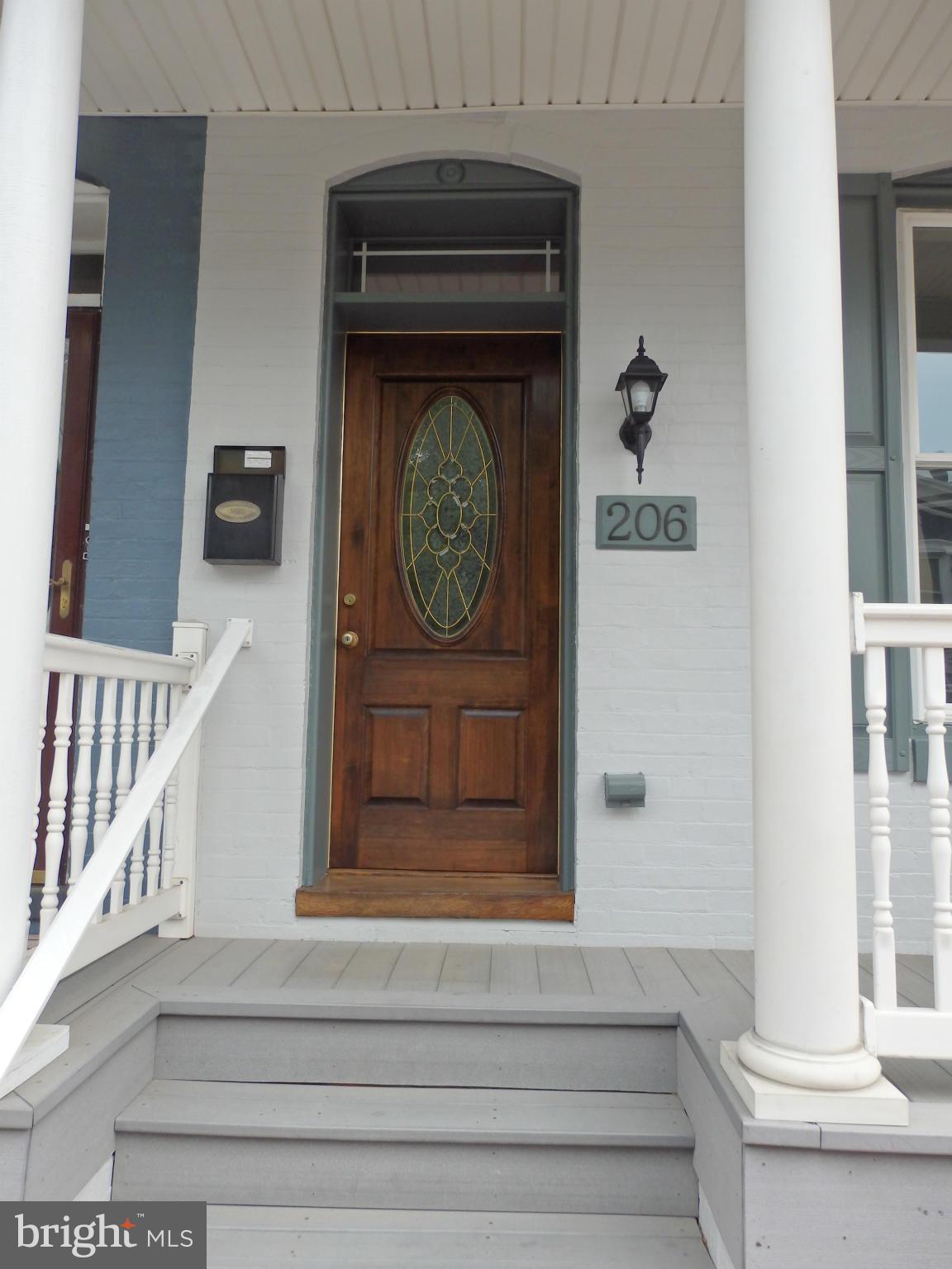206 Center Street Frederick, MD 21701 - Photo 2 of 30 Gorgeous front door has rectangular leaded glass