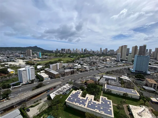 an aerial view of a city