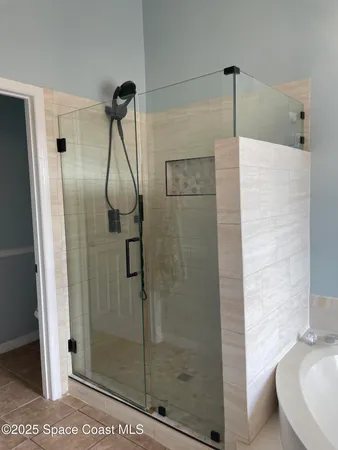 a bathroom with a shower