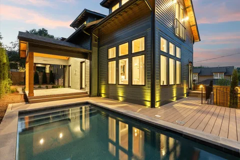 a bath room with a table