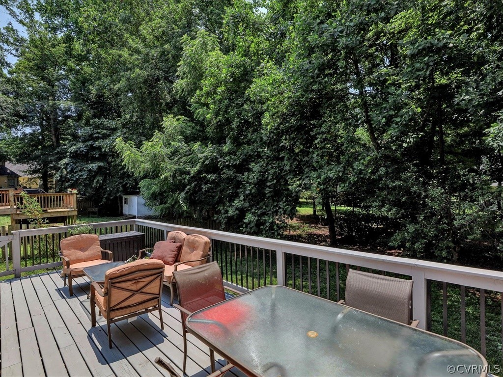 13804 Sandy Oak Road Chester, VA 23831 - Photo 28 of 31 a roof deck with couches and wooden fence