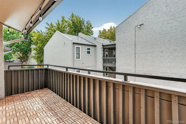 a view of wooden balcony