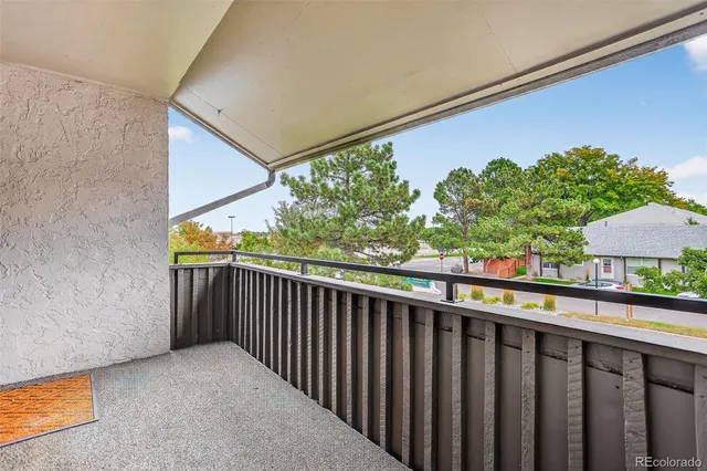 a balcony with street view