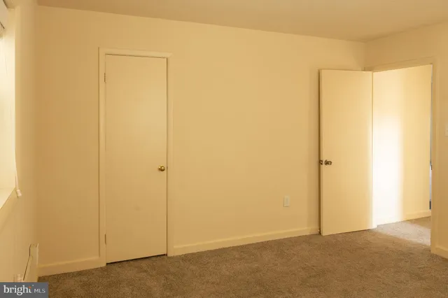 a view of a small space with a window