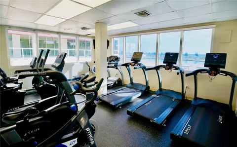 a view of a room with gym equipment