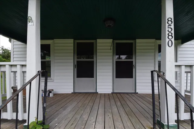 a view of a wooden deck