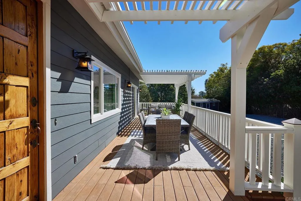 4613 Sun Valley Road Del Mar, CA 92014 - Photo 52 of 55 a view of balcony with wooden floor and outdoor seating
