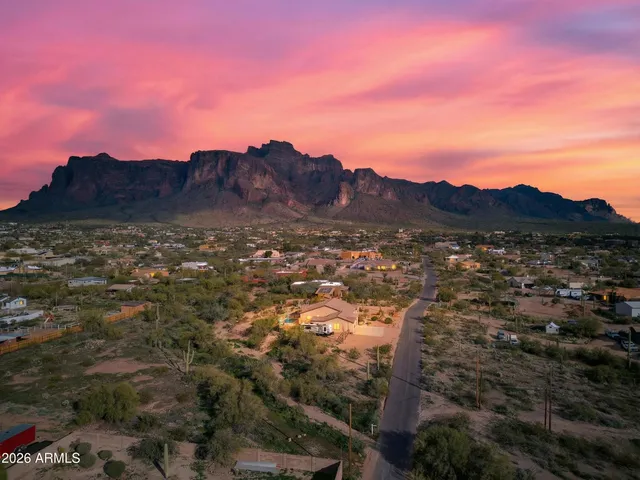 a view of a city with sunset