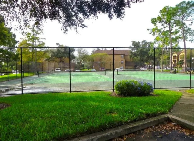 a view of a park and entertaining space