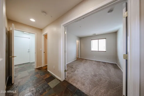 an empty room with windows