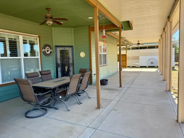 a view of a yard with palm trees