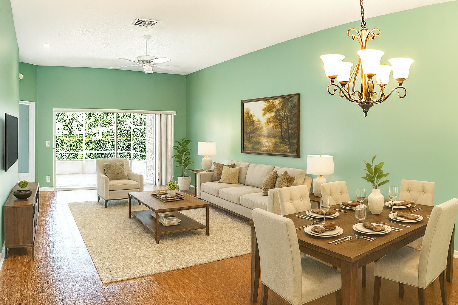 6387 Long Key Lane Boynton Beach, FL 33472 - Photo 12 of 49 a living room with furniture and a chandelier
