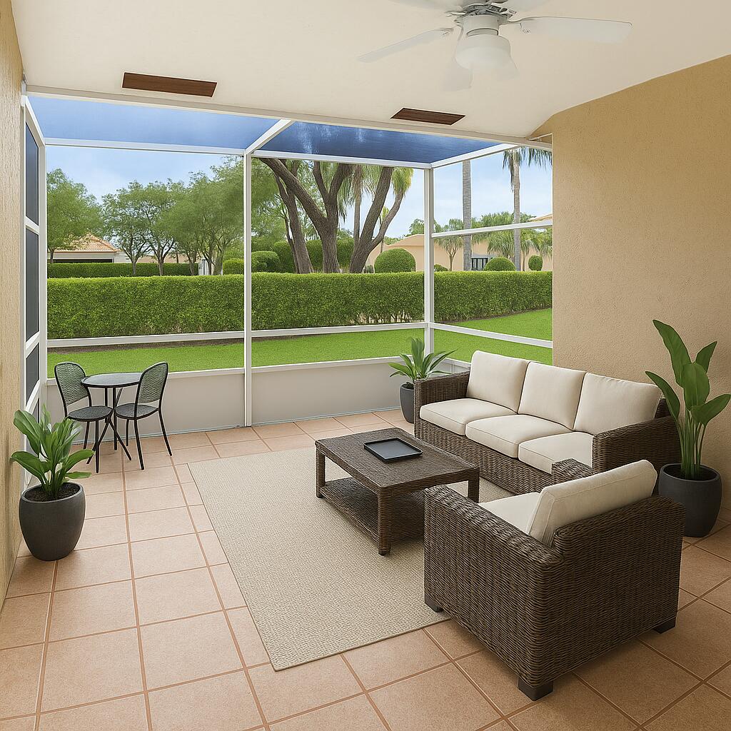 6387 Long Key Lane Boynton Beach, FL 33472 - Photo 17 of 49 a view of a patio with couches and pool