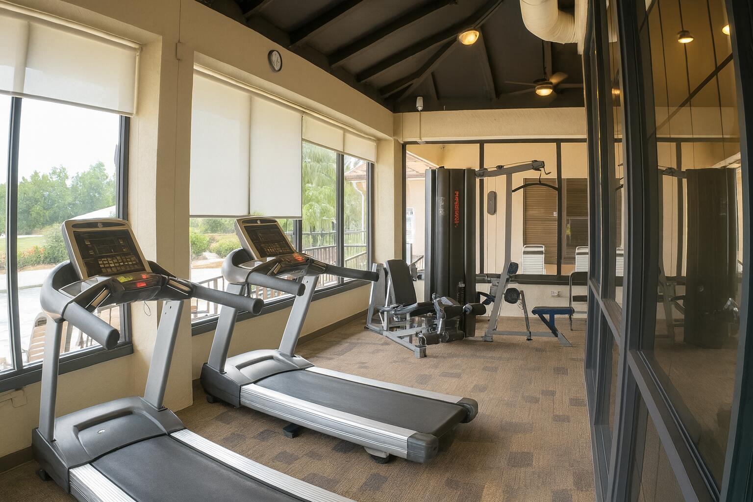 6387 Long Key Lane Boynton Beach, FL 33472 - Photo 45 of 49 a room with gym equipment and large mirror