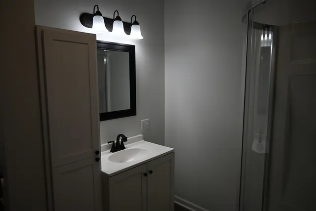 a bathroom with a shower