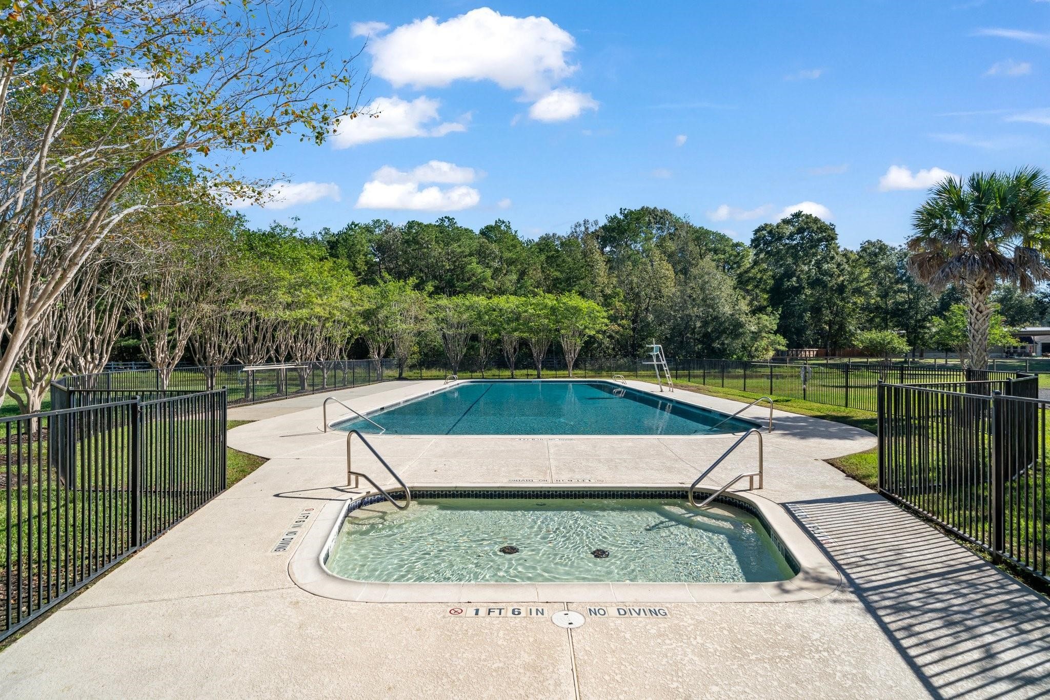 28526 Riverside Crest Lane Houston, TX 77336 - Photo 32 of 36 a swimming pool with trees in the background