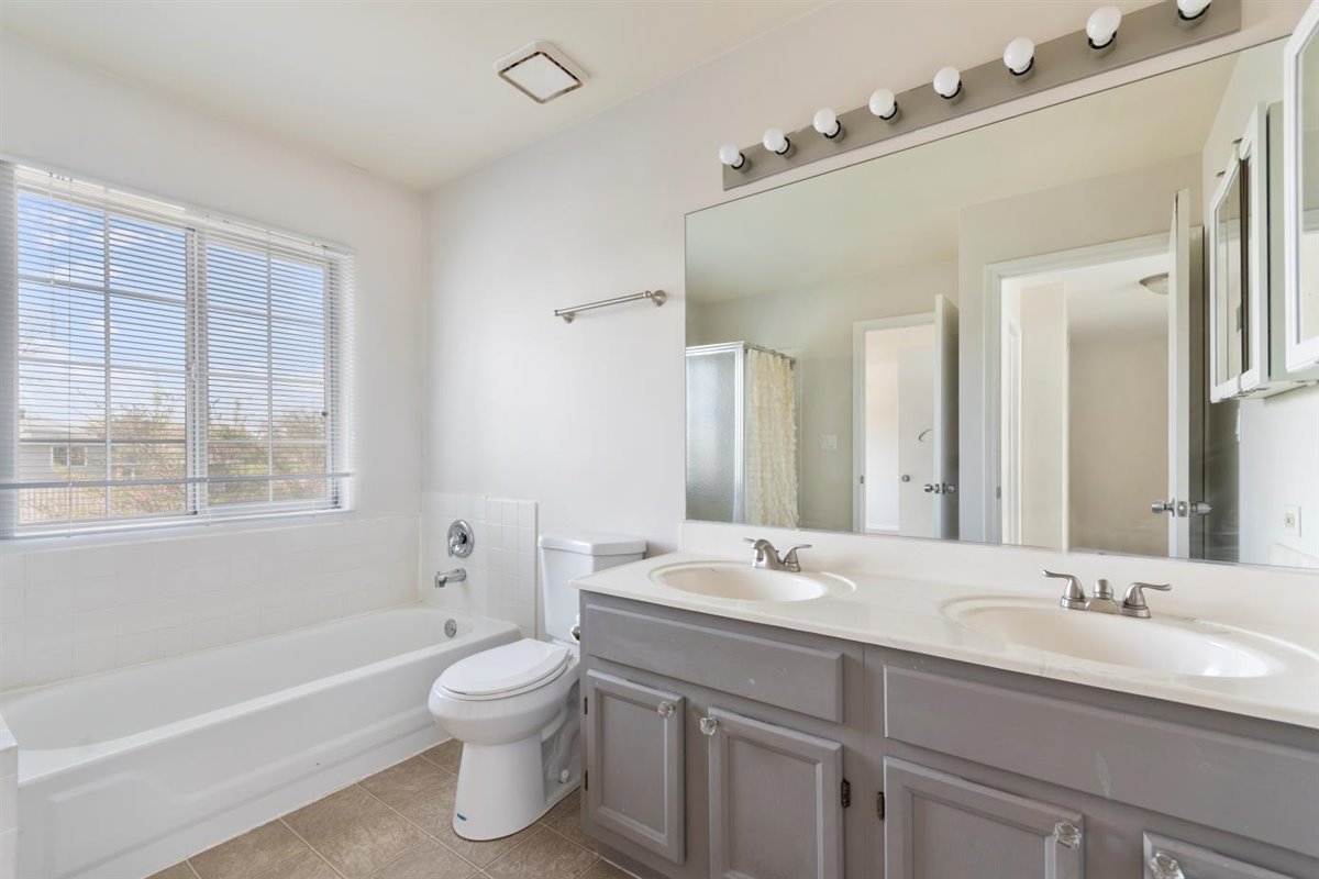 1171 Longford Road Bartlett, IL 60103 - Photo 16 of 22 a bathroom with a double vanity sink a toilet and a tub