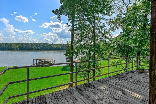 a view of a street with a tree in the background