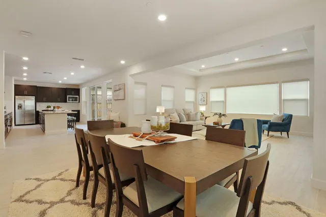 a view of a dining area with furniture