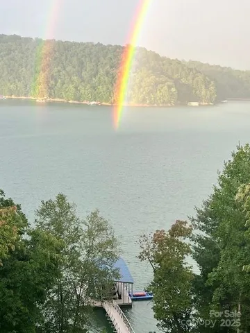 a view of lake and mountain