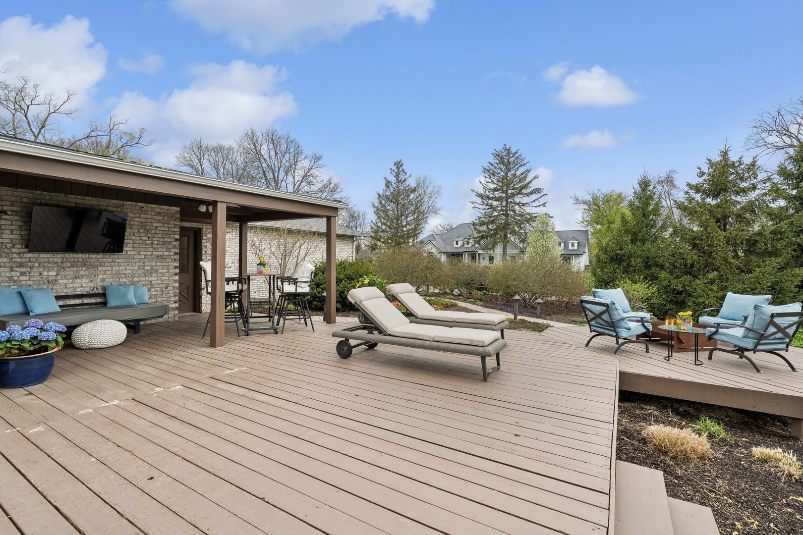 3606 Lawson Road Glenview, IL 60026 - Photo 41 of 62 a view of a terrace with furniture and a fireplace