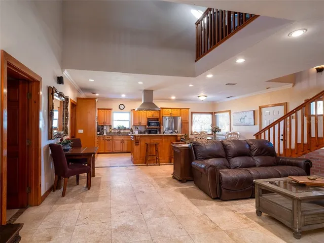 a kitchen with lots of counter top space