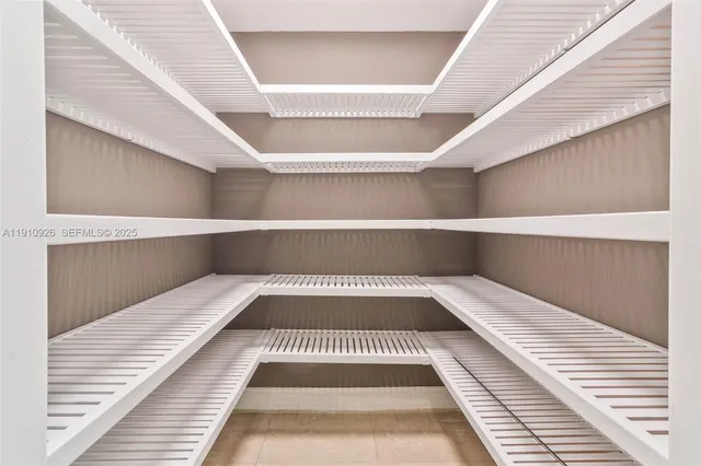 a view of a room with shelves